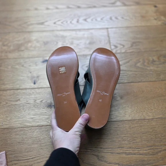 Robert Clergerie Green Leather Women's Sandals - Picture 8 of 9